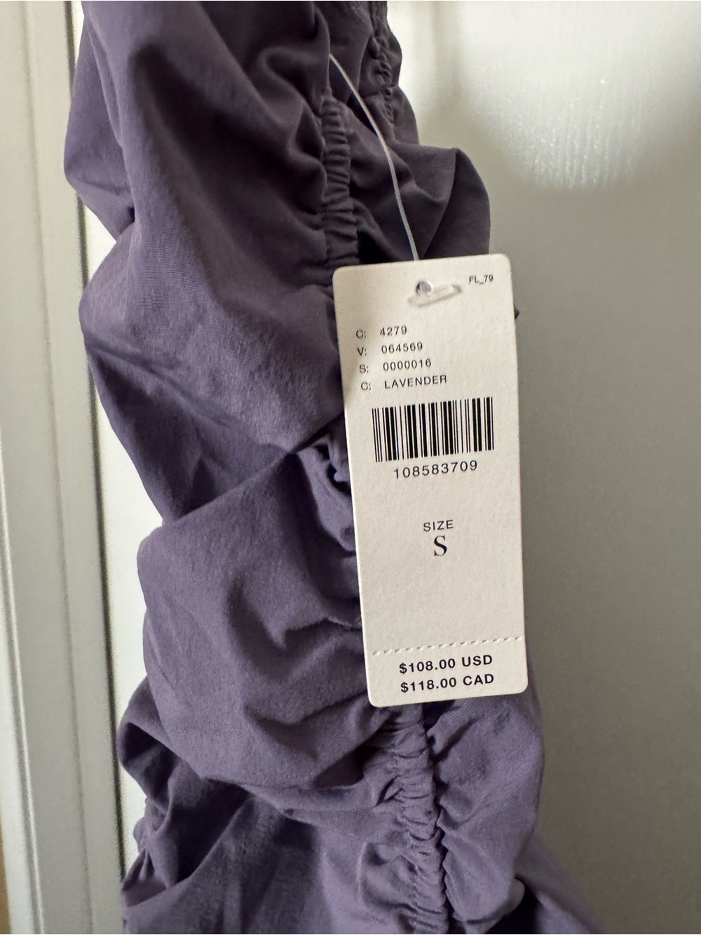Ruched Lavender Mini Dress with Neon Straps - Picture 3 of 4